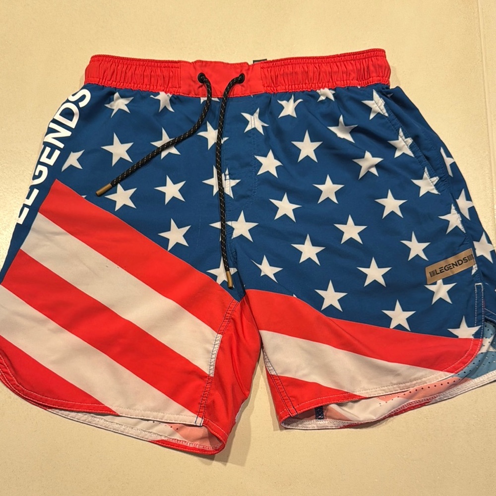 Men's Red and Blue Star Swim Shorts